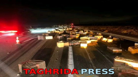 حادث سير يكشف عن محاولة تهريب 15 طناً من الحشيش بالطريق السيار بمكناس