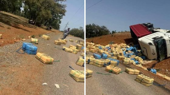 عاجل: انقلاب شاحنة محملة بالحشيش في العرجات بعد مطاردة أمنية ناجحة